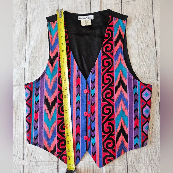 My Michelle Vintage 90's •Size Large• Southwestern Print Vest Buttons Made In US - Picture 4 of 10